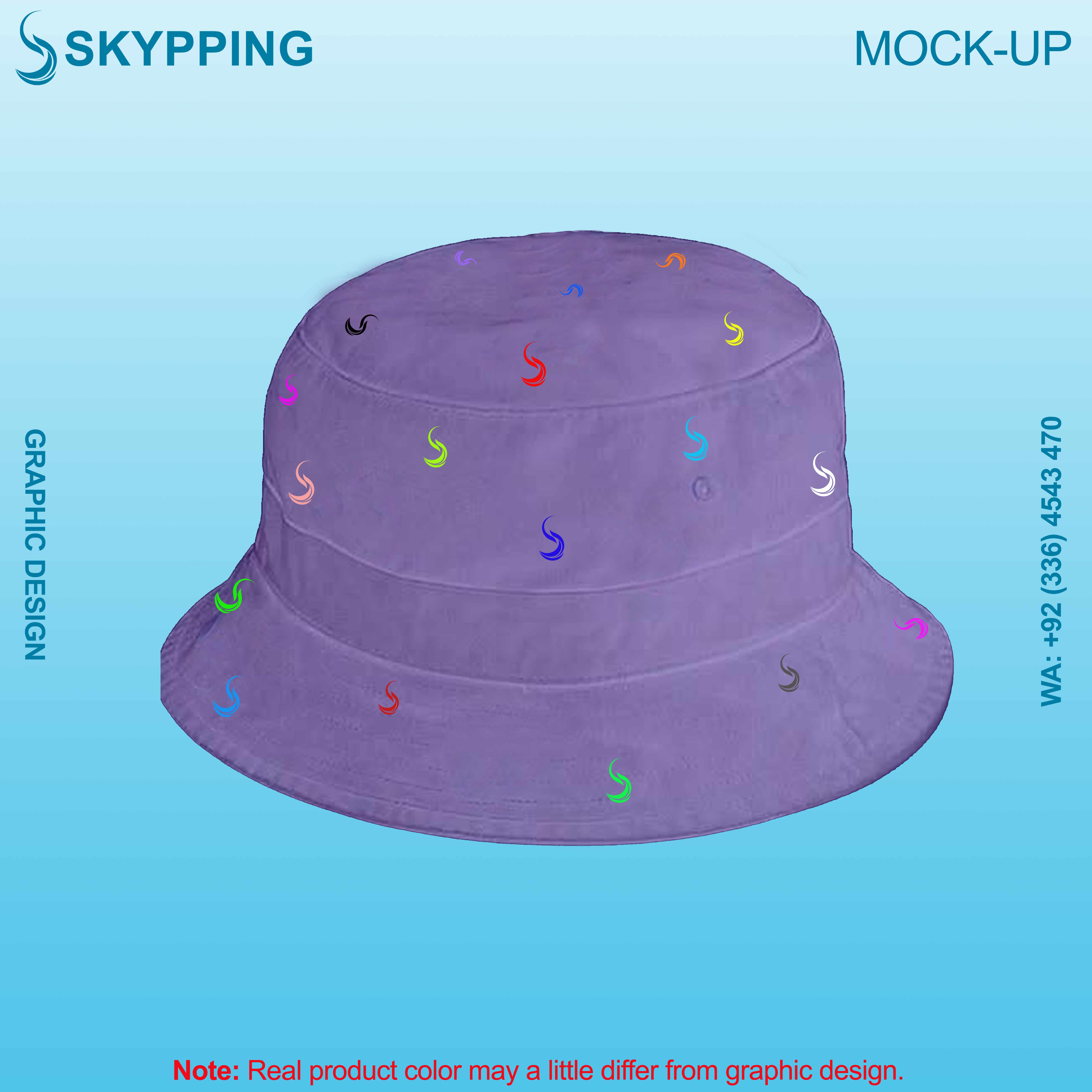 Bucket Hat - Boonie Hat with multiple colored logo in embroidery with denim fabric